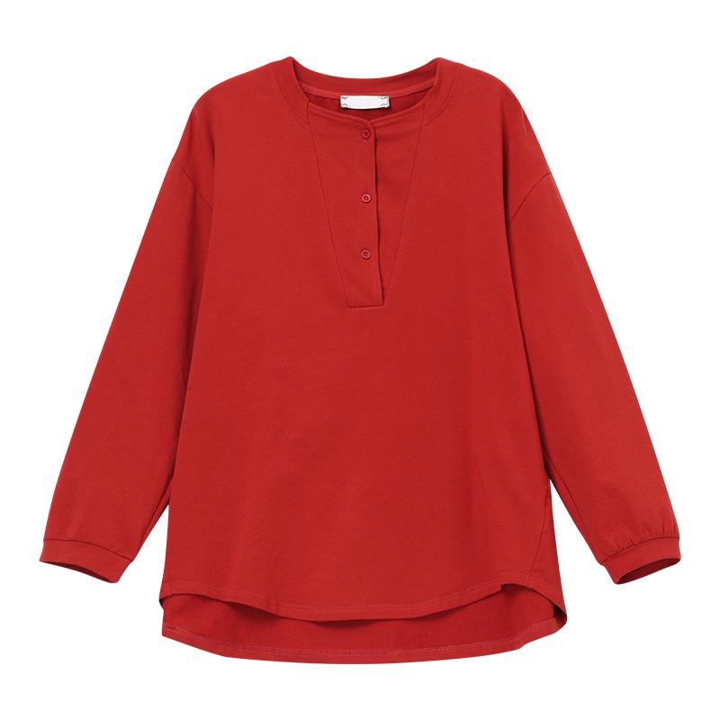 Хлопковая рубашка с длинным рукавом большого размера для женщин среднего возраста - Свободный крой, скрывает живот, Идеально подходит для весны и осени (Стиль 6322)