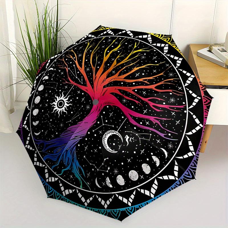 Colorful Tree of Life Mandala - Bohemian Wall Hanging for Bedroom DecorUmbrella, Portable 3-Fold Umbrella for Men & Women,Christmas Gift ES293