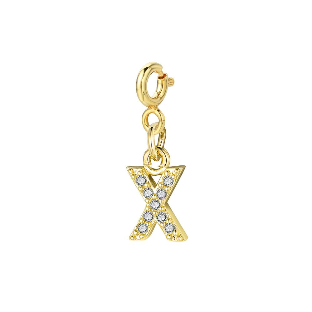 Trendy Gold Color Micro-inserts Zircon Alphabet Charm DIY Making Letter Pendant Necklace Bracelet Accessories Fashion Jewelry