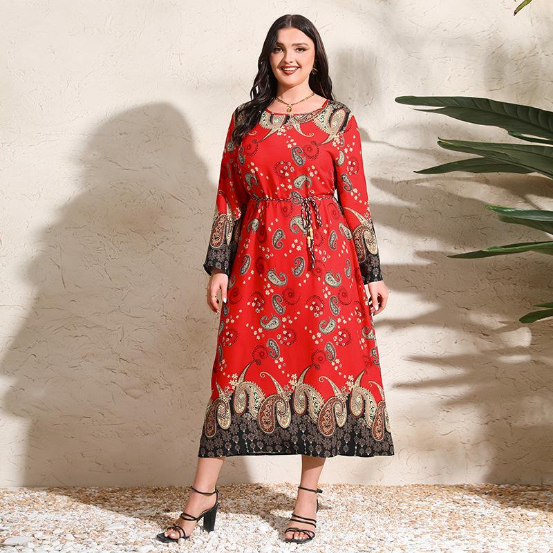 Большие размеры XL-5XL Женские платья Весенние и осенние платья Длинные платья Свободные узкие длинные платья для мам