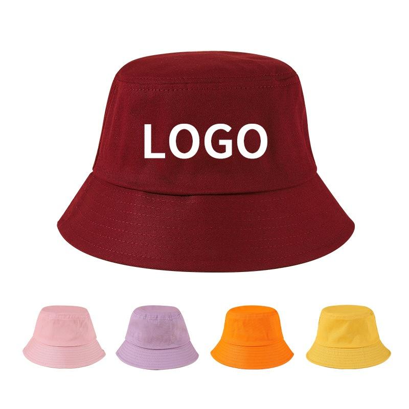 Custom Adult Cotton Bucket Hat Sublimated and Embroidered Wide Brim Round Hat for Summer Outdoor Use Solid Casual Style