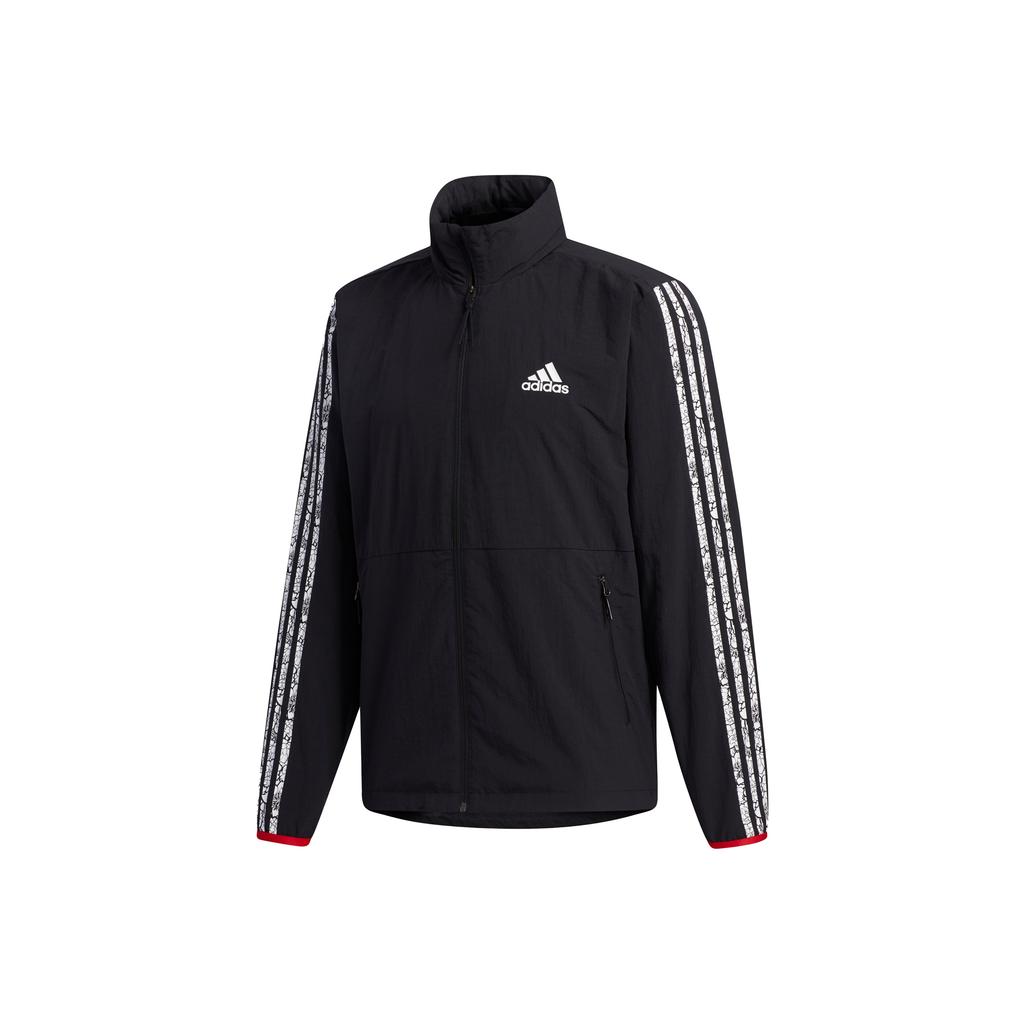 adidas Полосатая повседневная спортивная ветровка, мужская верхняя одежда, черная GV5151