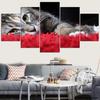 Modern Painting HD Printed On Canvas 5 Panel Lovely Cat Animal Home Decoration Posters Framework Living Room Wall Art Pictures