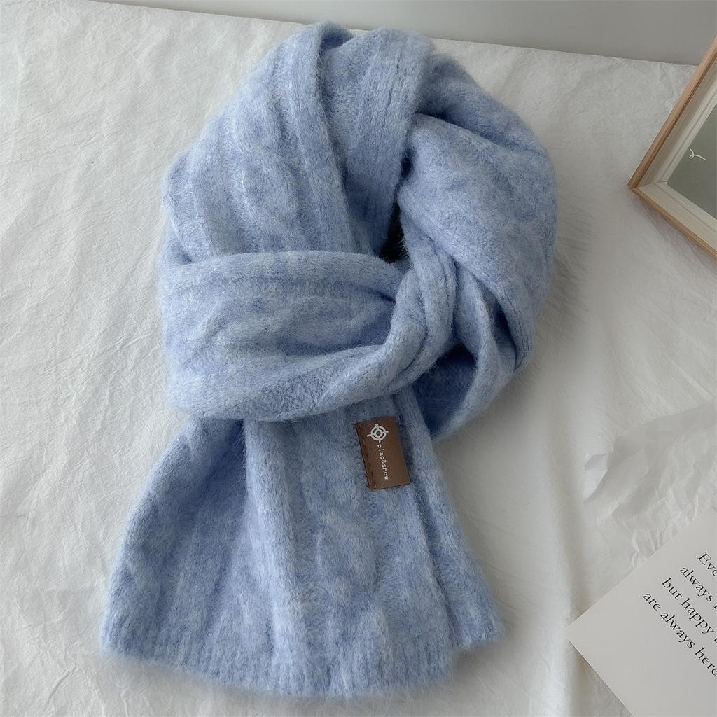 Новый вязаный шерстяной вязаный кашемировый шарф для женщин и пар, новый универсальный однотонный шарф для зимы