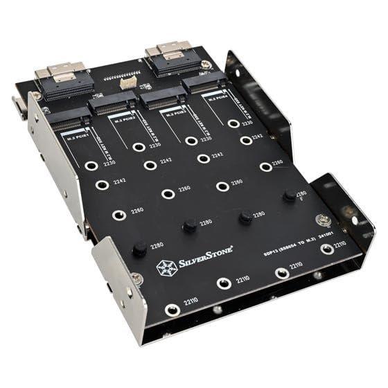 SilverStone SDP13 SST-SDP13B Адаптер-кронштейн для 4 SSD NVMe M.2 в отсек 3,5 дюйма с двойными разъемами SlimSAS 8i
