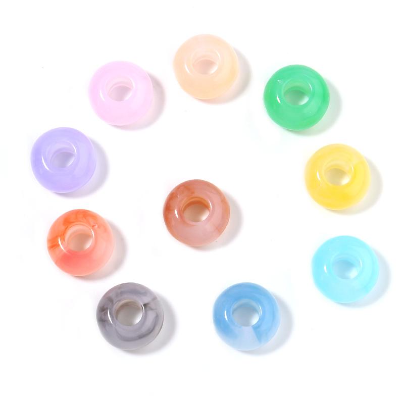 50pcs/lot Colorful Round Acrylic Beads Big Hole Loose Spacer Beads For Jewelry Making DIY Necklaces Bracelets Accessories