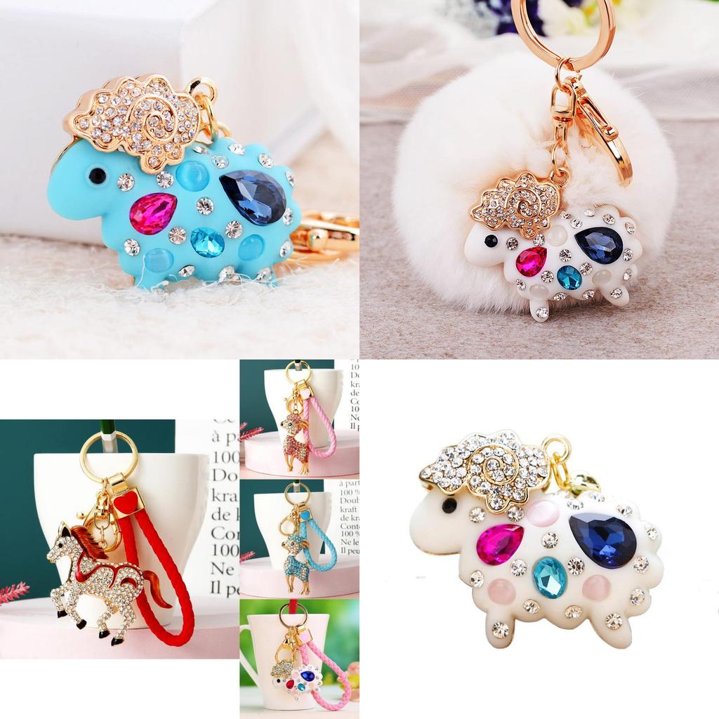 Очаровательный металлический брелок Креативный дизайн маленькой овечки со сверкающими стразами для женщин