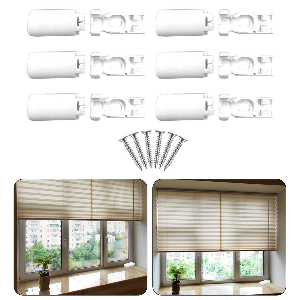 6Pieces Pleated Blind Base Clamping Brackets Tension Shoes with Screws Set for Secure Window Shade Easy Installation
