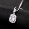Sterling Geometric Cubic Zirconia Pendant Necklace for Women Luxury Female Wedding Trend Accessory Party Jewelry