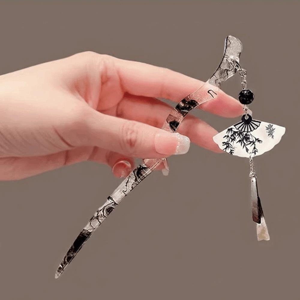 Alloy Hairpin Chinese Style Updo Hairpin New Fan-shaped Tassel Hairpin for Flaggy Dress Hanfu