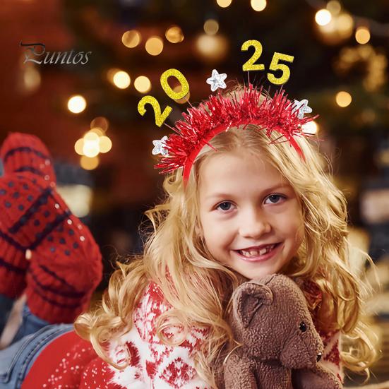 Золотой 2025 Новый Год Повязка На Голову Вечеринка Свадьба Сцена Головной Убор Праздничный Костюм Аксессуар Для Волос Для Женщин Девочек