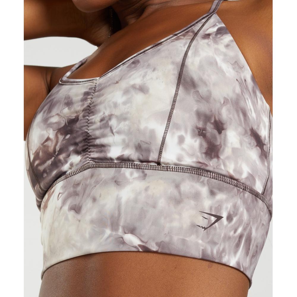 Gymshark Elevate Удлиненный спортивный бюстгальтер Cement Brown Spray Dye B3a7b Nbqr