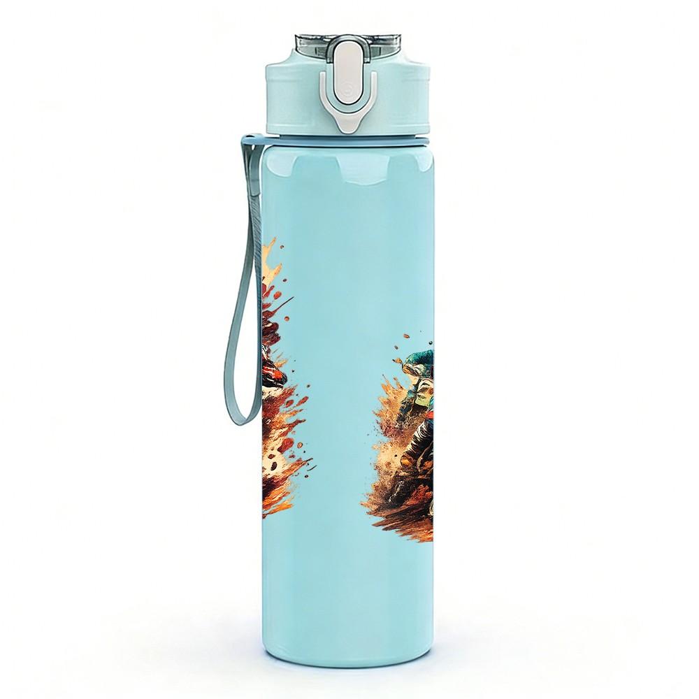 1PC Burning Flame Texture Abstract 750ml Color Plastic Sports Water Bottle Leakproof Flip Straw Lid Suitable for Sports Office Home Use