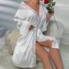 Satin Lace Light Luxury Long-sleeved Cool Nightgown Bathrobe Loungewear