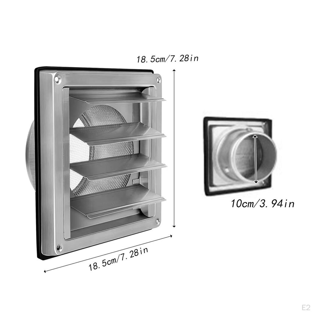 Крышка вентиляционного отверстия сушилки из нержавеющей стали с защитной сеткой и жалюзи, нержавеющая, для воздуха 4 дюйма для