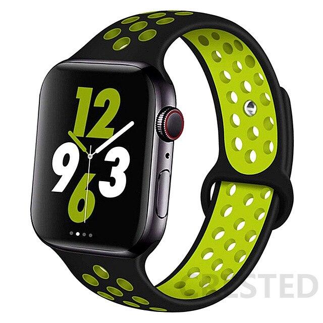 Спортивный силиконовый ремешок для Apple Watch Band 44 мм, 40 мм, 42 мм, 38 мм, 44 мм, дышащий браслет, ремешок для Apple Watch 6 iWatch 5 4 3 se