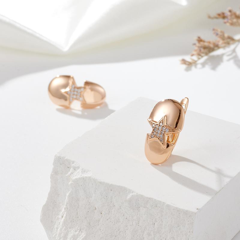 Женские серьги Kinel с пентаграммой и цирконом в английском стиле с полным асфальтовым покрытием