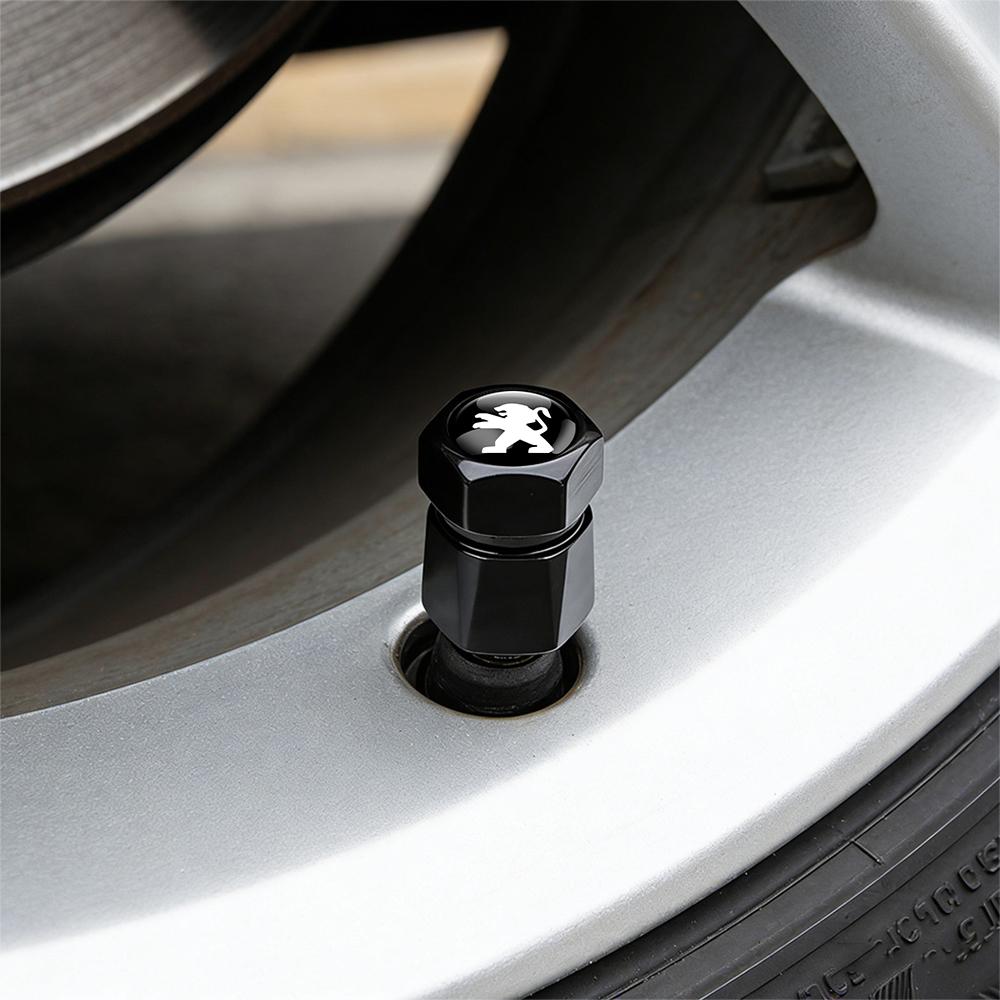 4Pcs 3D Aluminum Alloy Car Wheel Tire Air Valve Dust Cap Center Cover For Peugeot 206 2008 306 307 3008 406 4008 5008 607 1008