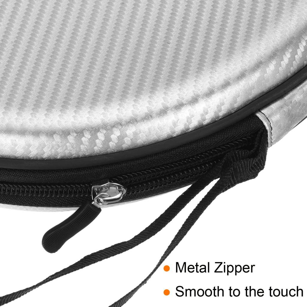 PATIKIL Table Tennis Racket Case Table Tennis Paddle Case Hard Cover Container Bag Gourd Shape for Sports Accessories Texture Silver