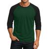 Men's Round Neck Contrast Color Raglan Three-quarter Sleeve Top T-shirt