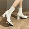 New Autumn/winter Fashionable Elegant Trendy Short Boots with Pointed Toes Square Heels Comfortable Ladies Catwalk Fashion Boots