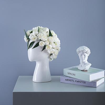 Скандинавский стиль Креатив Модель головы человека Керамическая ваза Круглое отверстие Цветочная композиция Домашняя гостиная Украшение Цветочная ваза