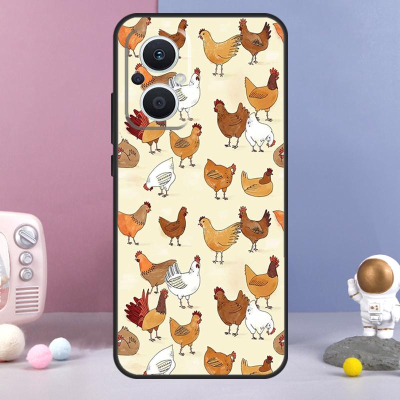 Чехол с рисунком цыпленка для OPPO Reno 12 F 11F 13F 14F 10 11 13 14 Pro 7 8 Lite Чехол OPPO Find X9 X6 X5 X8 Pro
