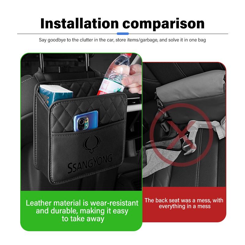 For SsangYong Car Back Seat Storage Bag Organizer Box Auto Accessories Rexton Y400 Y450 G4 2021 2022 Kyron Rodius Tivoli