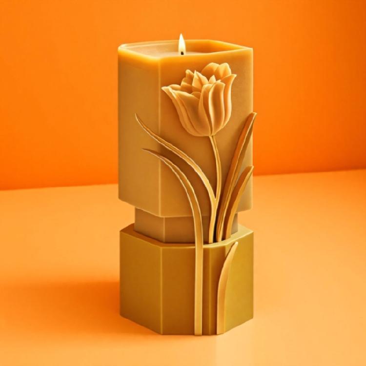 Силиконовые формы в виде цилиндров с тиснением в виде цветов для изготовления свечей, мыла, гипса, силиконовые формы для эпоксидной смолы, украшение для дома