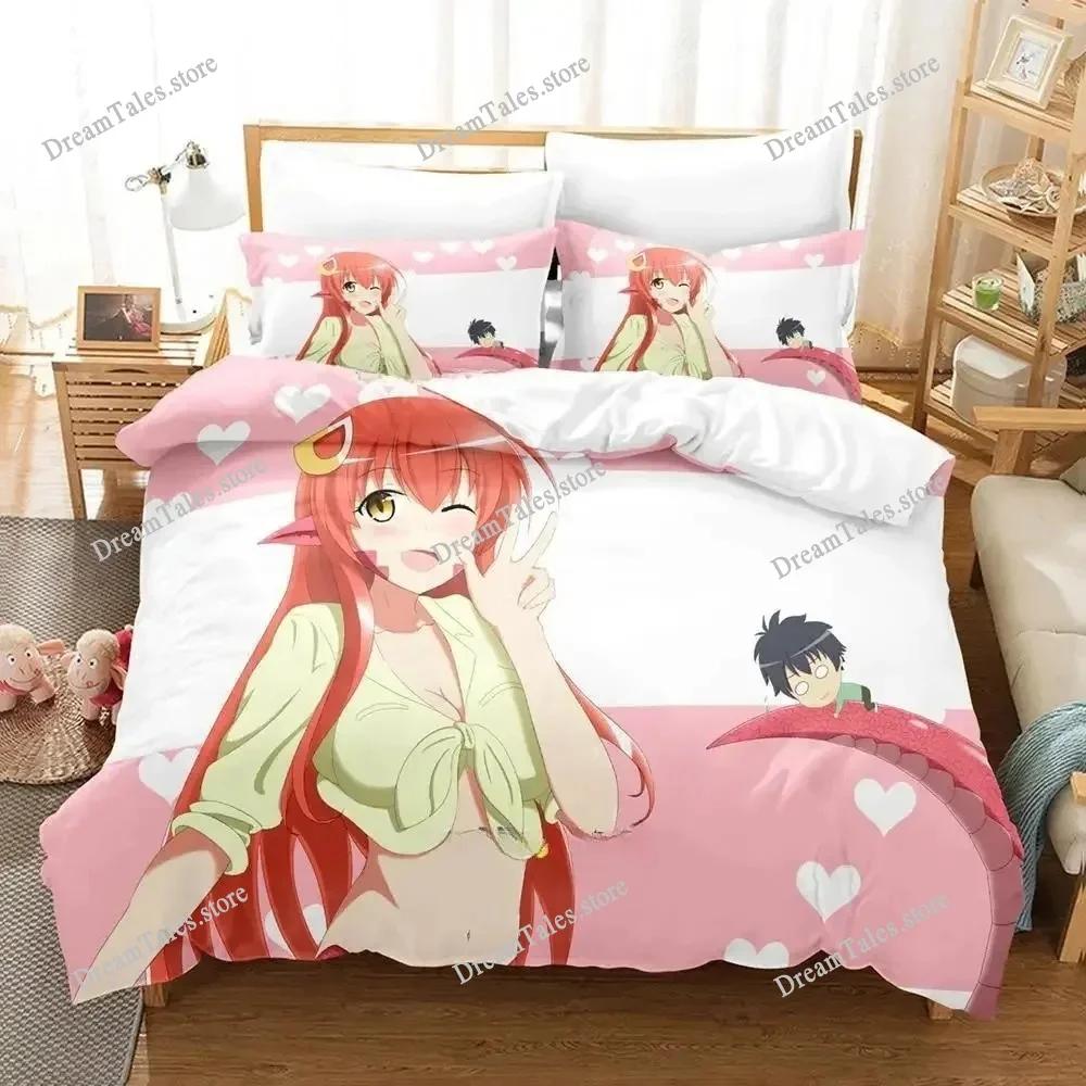 Постельное белье Monster Musume Односпальное Полуторное Двуспальное Евро King Size Комплект постельного белья для спальни взрослого ребенка Комплекты с пододеяльником 3D Аниме Комплект постельного белья