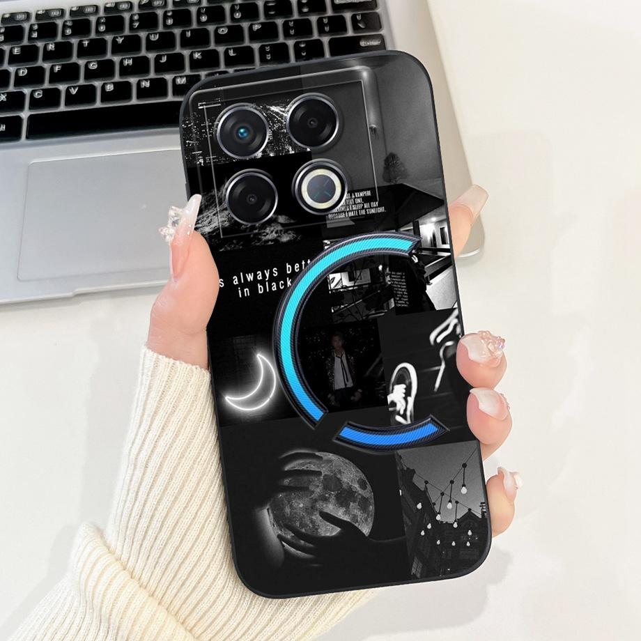 Мягкий силиконовый ТПУ матовый чехол Funda для Infinix GT 20 Pro / Infinix X6871 GT20Pro, задняя крышка, Астронавт, Лунная ночь, Расписной