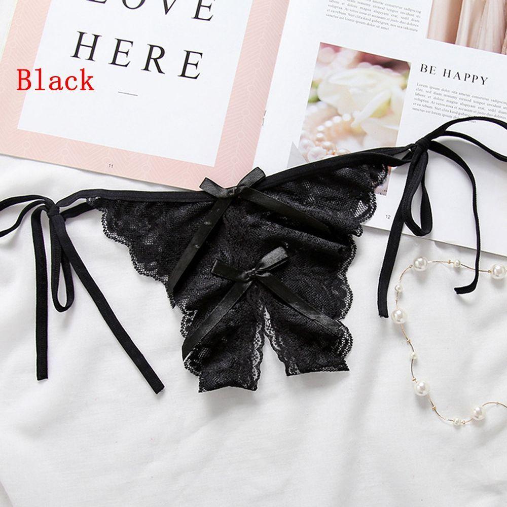 Nightwear Sleepwear Bowknot Lace G-string Crotchless Underwear Open Crotch Sexy Bondage Panties