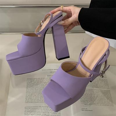 Модная летняя обувь Eilyken на массивной платформе с ремешком на пряжке, женские босоножки с квадратным носком для ночного клуба и вечеринки на высоком каблуке