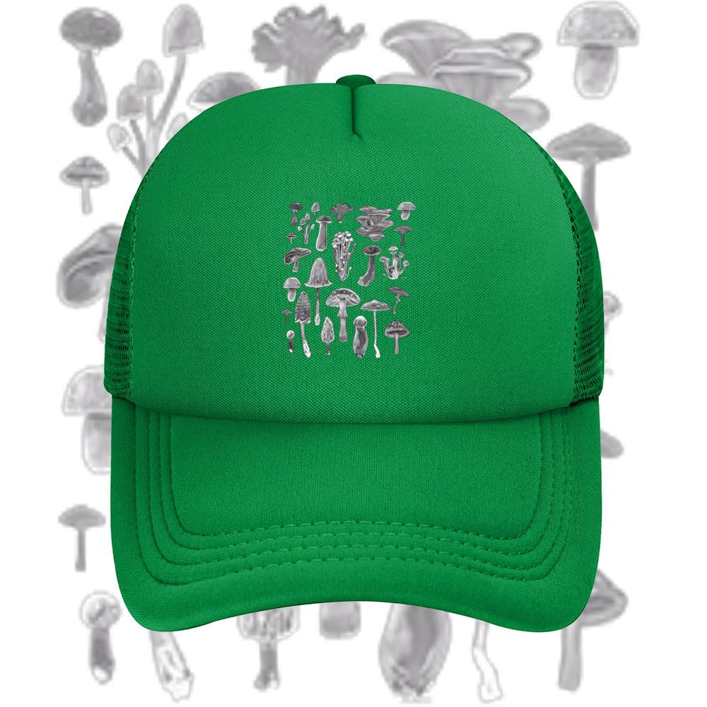 Mushrooms illustration black background fungus art Baseball Cap Anime Graphic Hats Adult Unisex Women Sports Outdoor