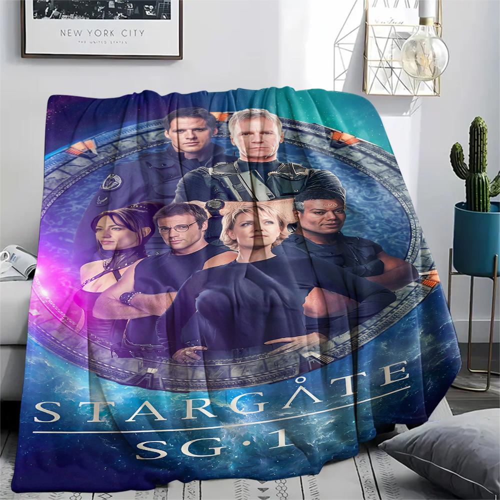 1 шт. Фланелевое одеяло с принтом Stargate SG-1, Высокое качество, Для всех сезонов, Декор для дома, Тепло и уют, Идеально для Рождественских подарков