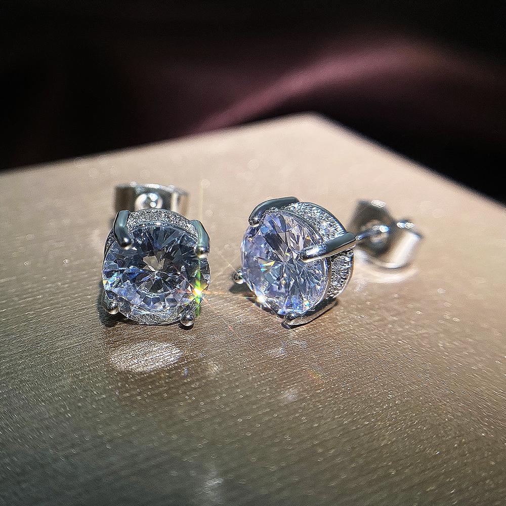 Серьги-гвоздики Huitan Luxury Color Solitaire CZ, универсальный стиль, подарок на день рождения для девочки, нежные женские серьги, классические ювелирные изделия