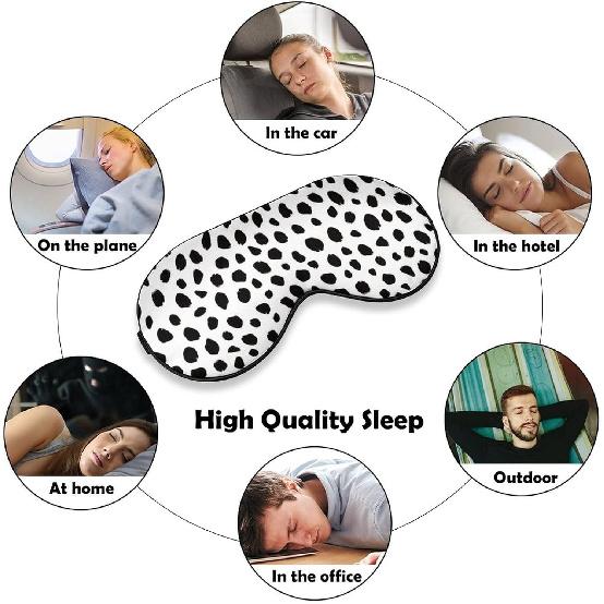 Далматинцы Принт Собаки Напечатанная Маска для Сна Мягкая Повязка на Глаза Чехол для Глаз с Регулируемым Ремнем Ночная Защита для Глаз для Путешествий Дневного Сна для Мужчин Женщин