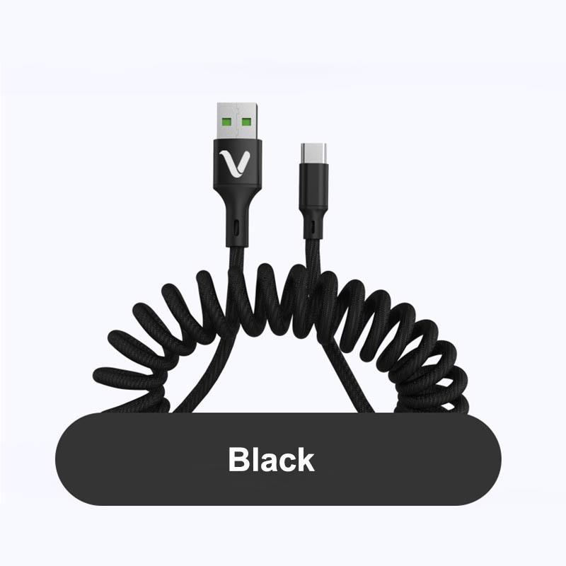 5A Micro USB Type C Кабель для быстрой зарядки 1,5 м Пружинный кабель для передачи данных для iPhone Зарядное устройство для Samsung Xiaomi Huawei