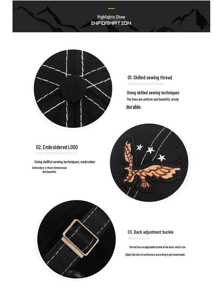 Мужская бейсболка пэчворк с вышивкой орла - Весенне-осенняя солнцезащитная кепка-утка