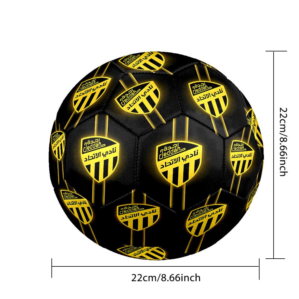 Al-Ittihad Club Indoor Soccer Ball Size 5 Colorful All Ages Machine Stitched PVC Competition Ready Durable High-Bounce