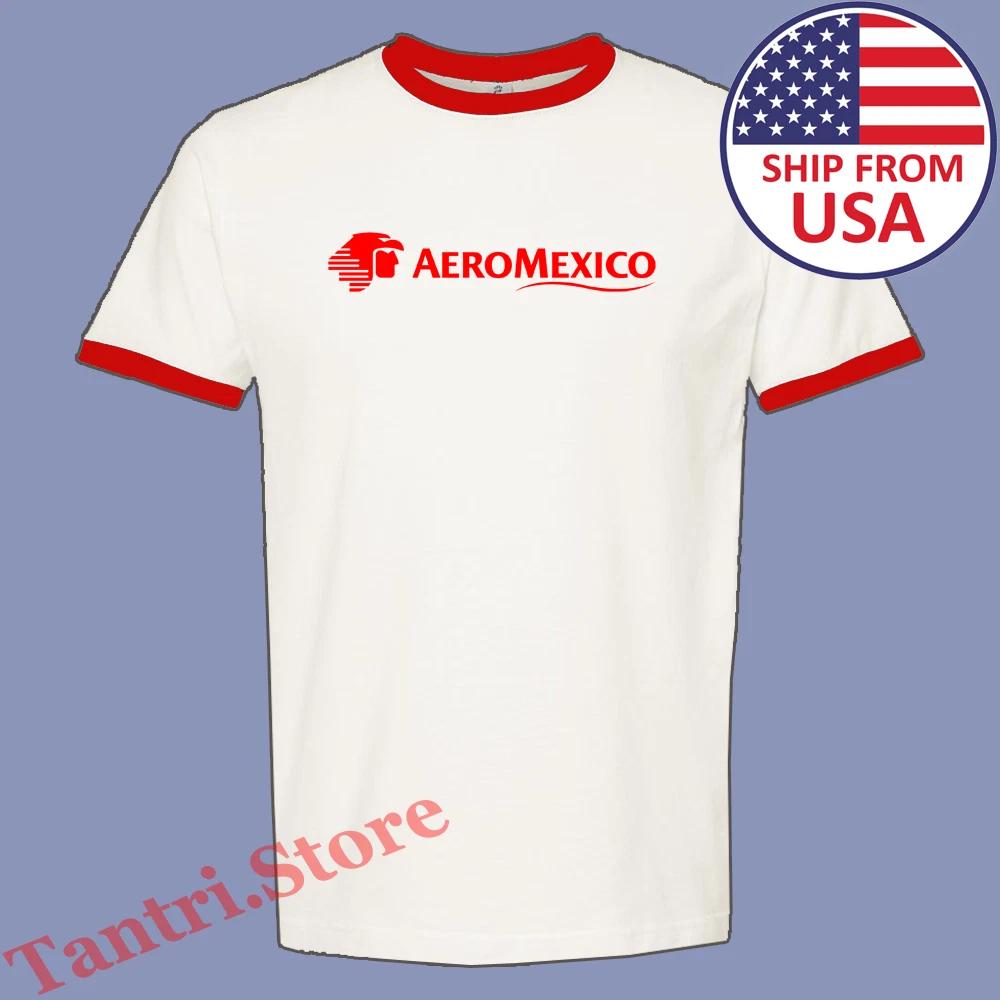 AeroMexico Airlines Men's Ringer Red Size S to 3XL