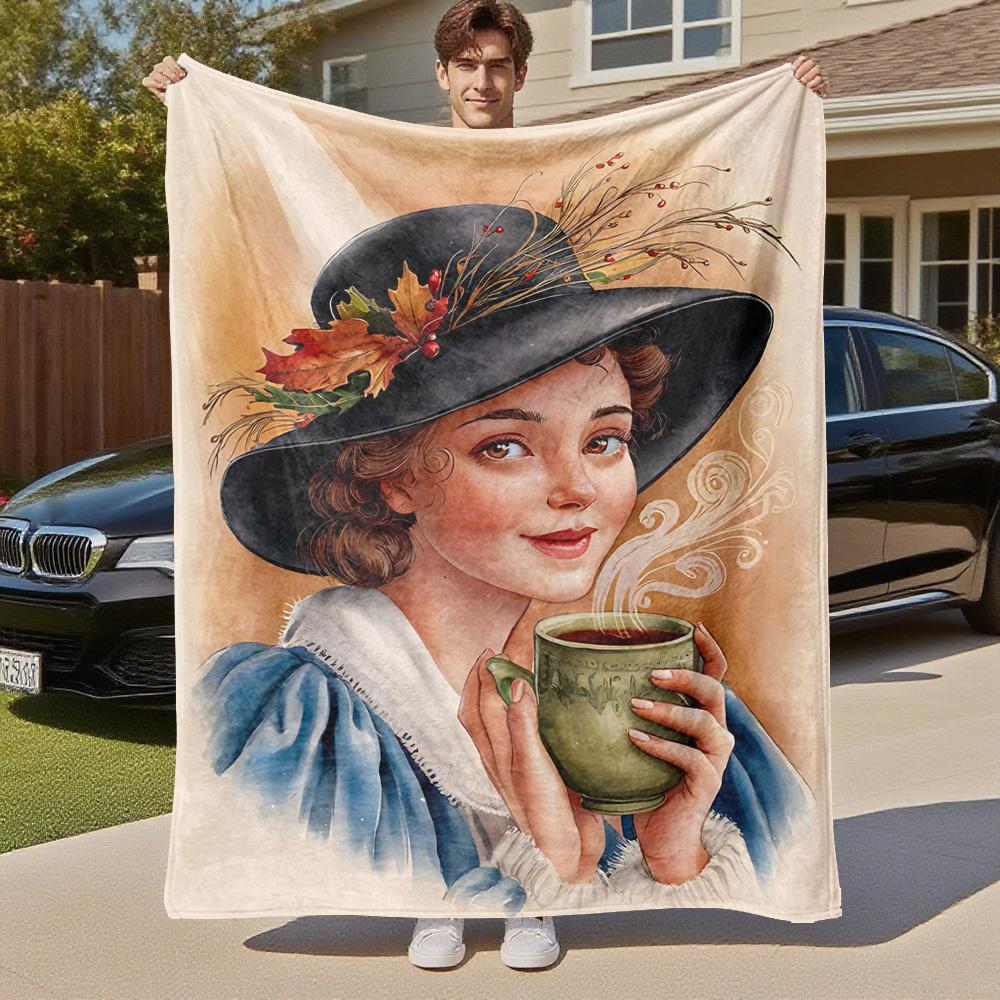 1pc Autumn Leaves Outdoor Flannel Blanket Soft Warm All-Season Throw for Sofa Bed Car Camping Office, Cozy Gift Idea1204S