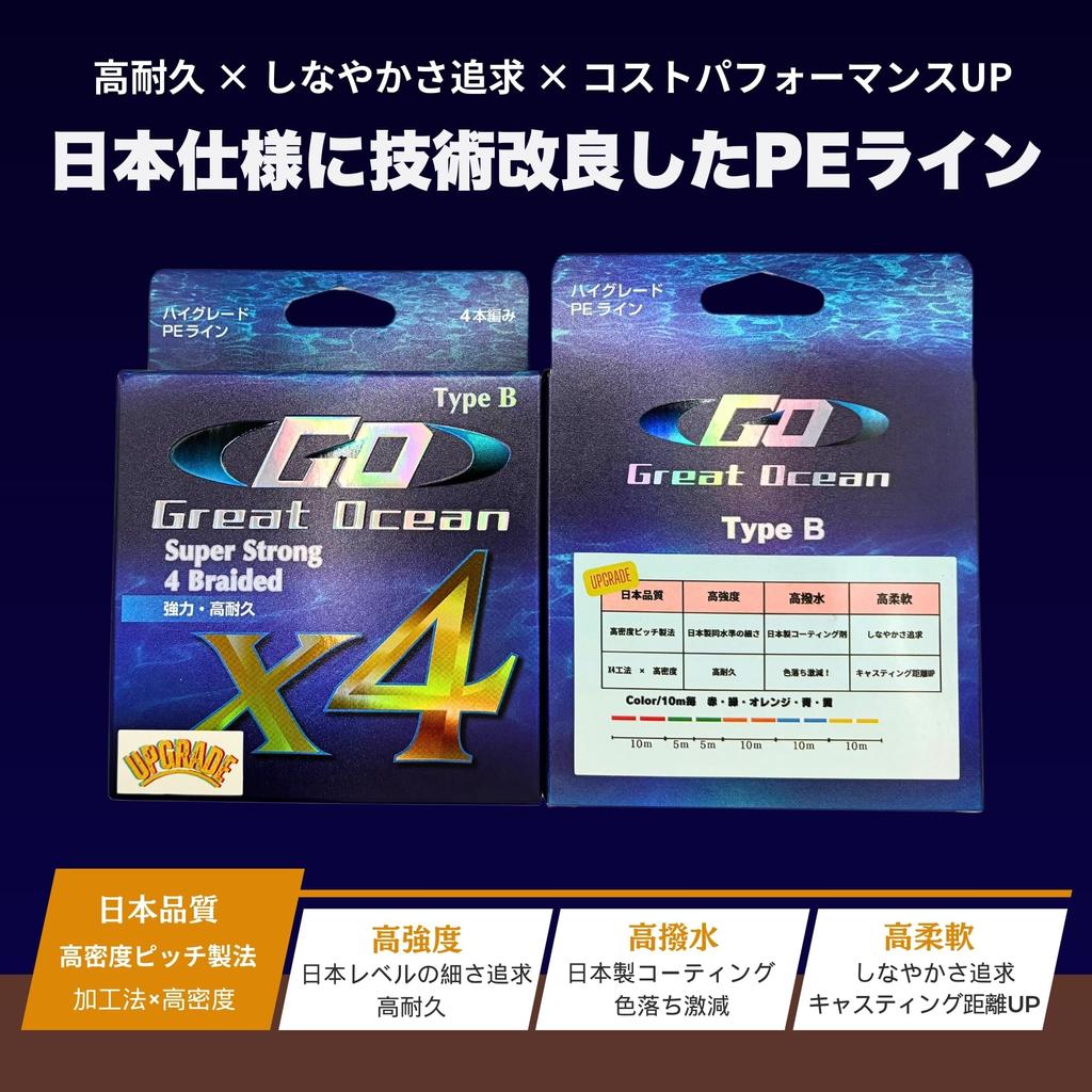 Леска Great Ocean PE 4 шт. 2 5 цветов Шаг изготовления 500 м Средняя прочность Джиггинг Высокая прочность Высокая водоотталкиваемость Применение Японский