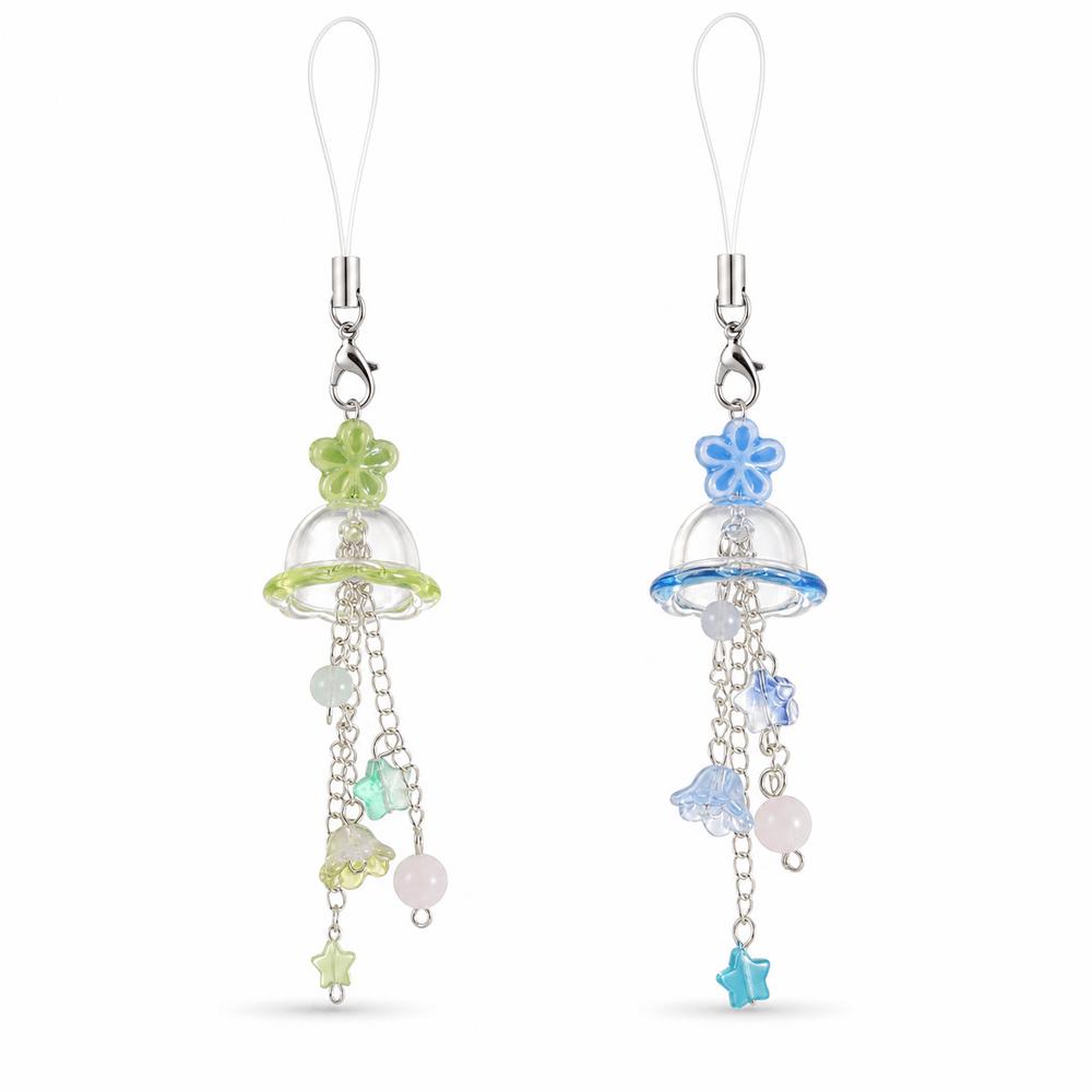 Transparent Phone Charm Star Flower Bead Phone Charm Pendant Mobile Phone Chain Bag Accessories