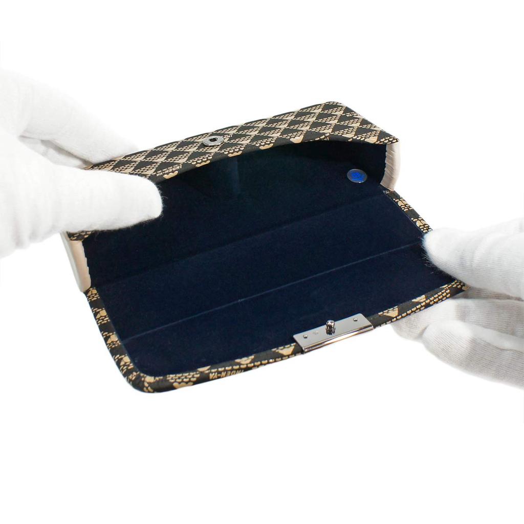 Inden Glasses Case Deerskin Takane Fuji Pattern Black X White Lacquer [Indenya] Mt. 2812-11