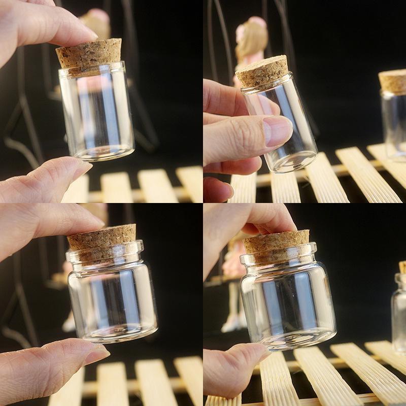 Прозрачный стеклянный флакон 15 мл с симпатичной деревянной крышкой и пробкой, пузырьковые бусины, емкость 20 мл