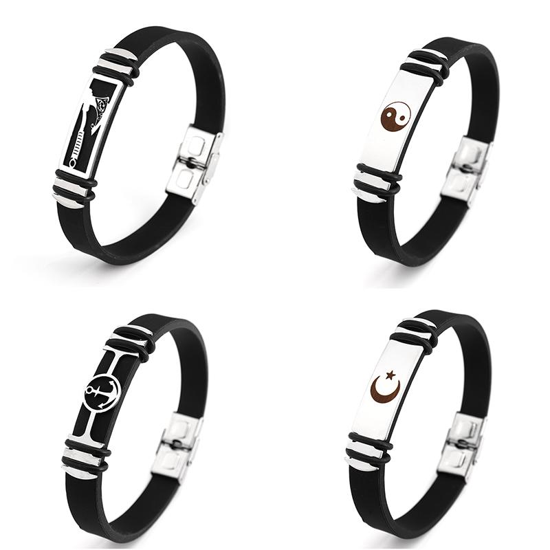 Готический титановый стальной браслет-манжета с застежкой для мужчин и женщин, крутые украшения для рук, простой черный браслет, праздничный подарок, аксессуары для браслета