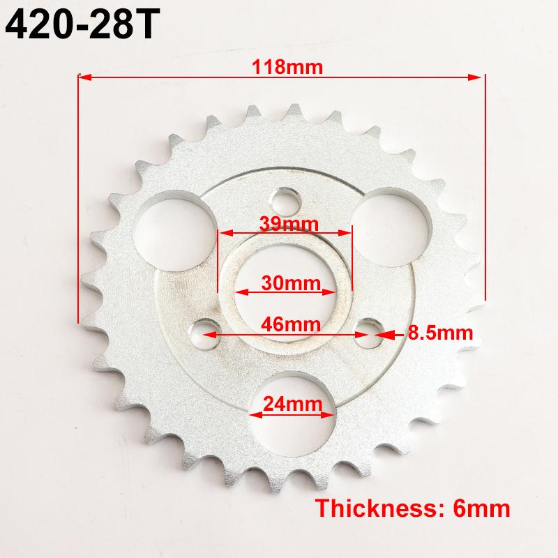 Мотоцикл 24T/26T/28T/29T/31T/35T/37T Зубьев 30 мм Задняя звезда цепи Подходит для Honda Monkey Мотоцикл Питбайк Кроссовый Мотоцикл Цепь 420/428