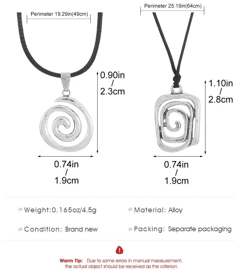 Spiral Vortex Pendant Necklaces Unisex Hand-Woven Leather Rope Necklace Boho Vintage Accessories Stylish Couple Jewelry