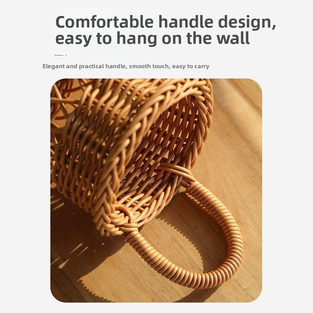 Woven Hanging Basket Hollow Wall Storage Basket New Faux Rattan Basket Bathroom Storage